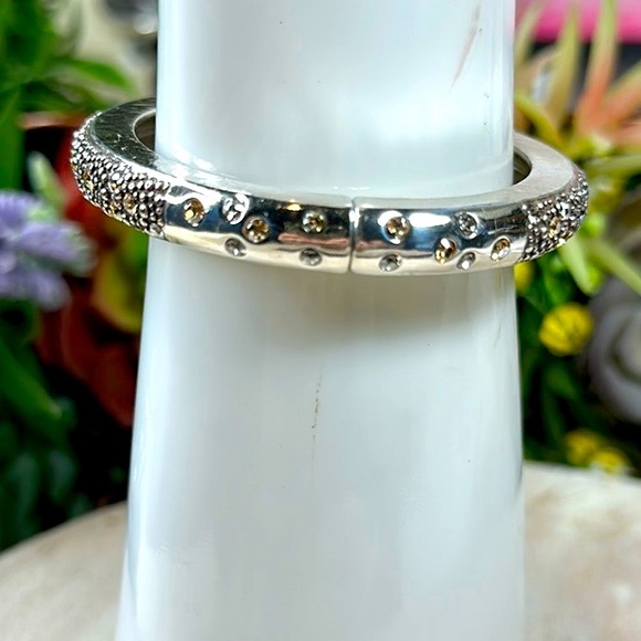 Brighton collectibles Bangle Bracelet silver hinged Swarovski crystals - Picture 4 of 8